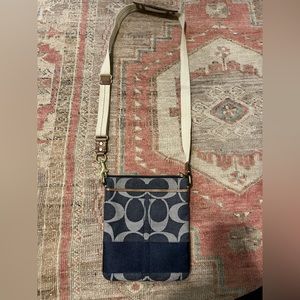 Coach Signature Blue Denim Cross Body Bag